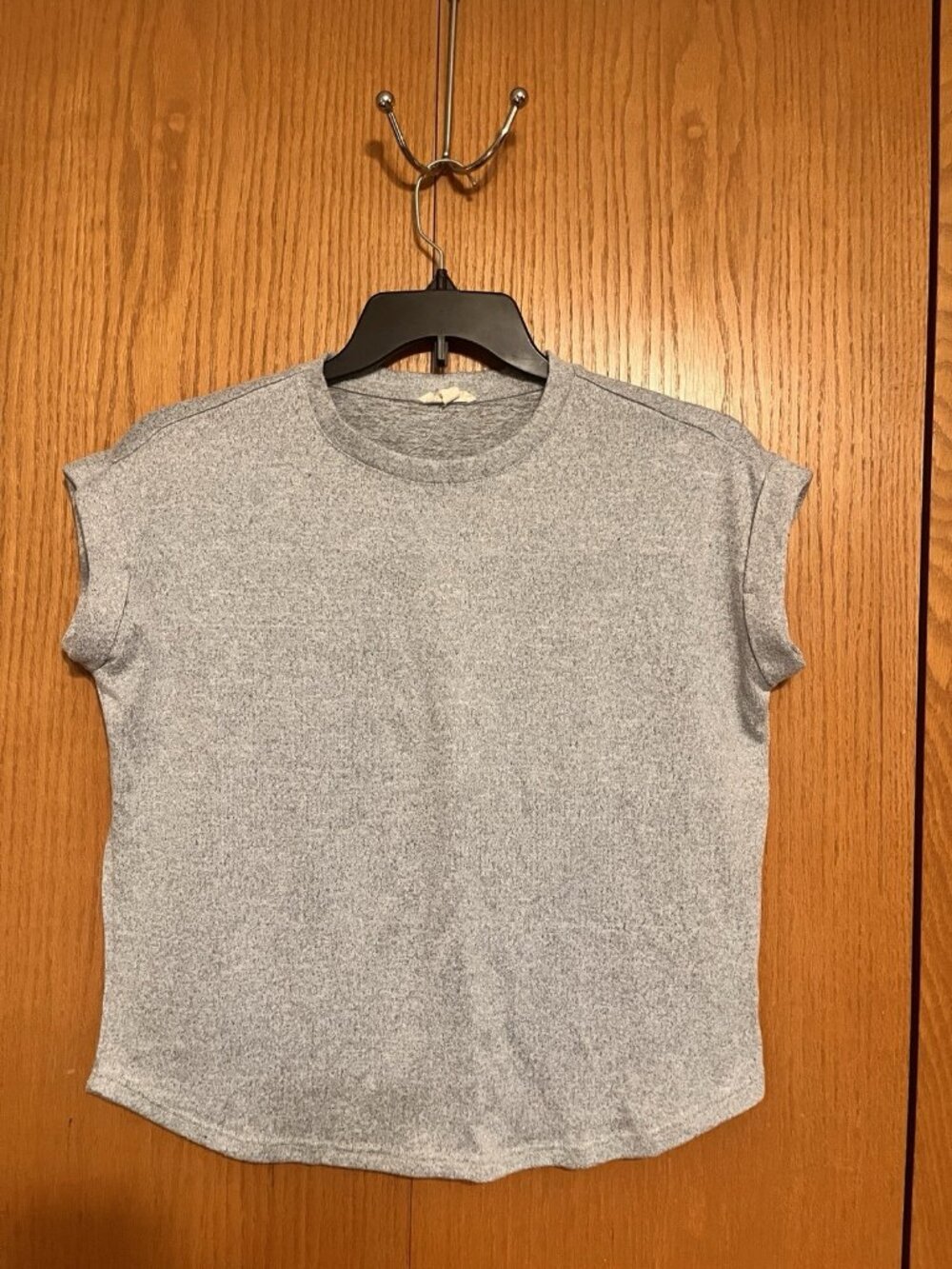 Como Blu Light Gray Boxy Lightweight Pullover Sweater Gathered Back Women's M